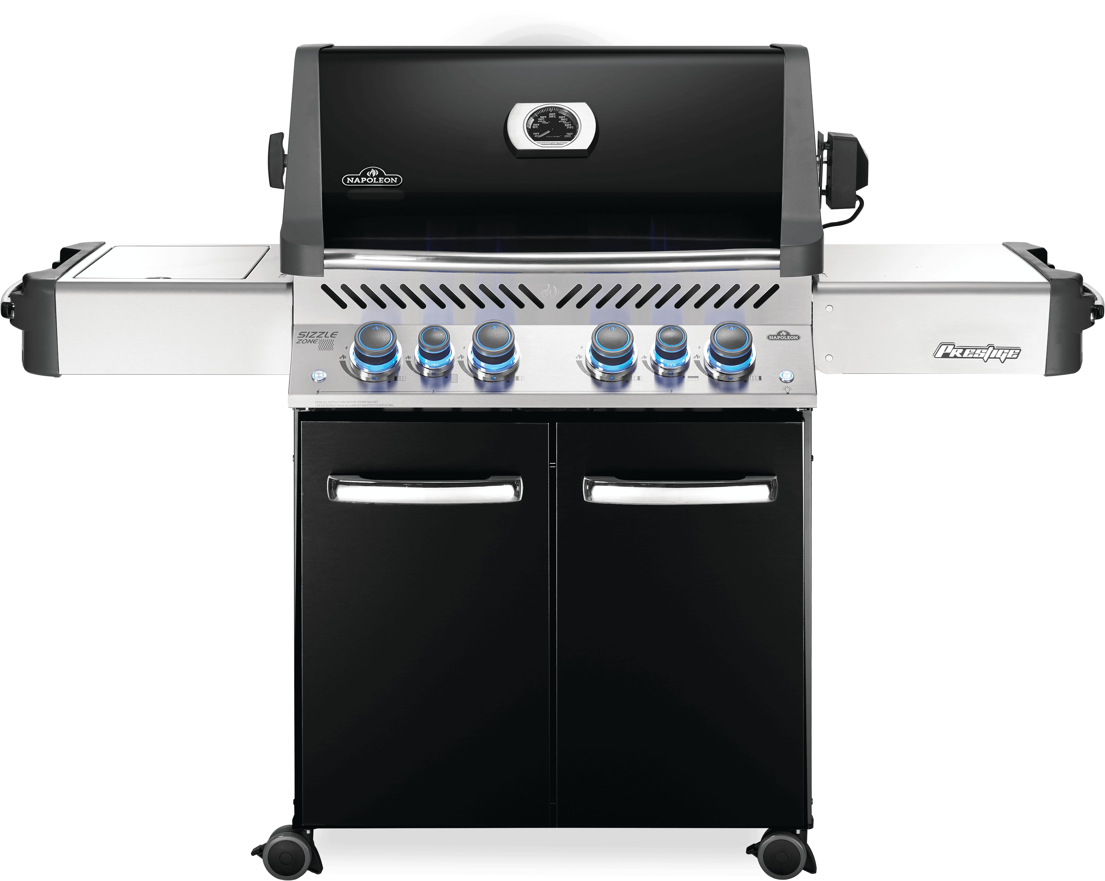 Prestige® 500 Gas Grill with Infrared Side and Rear Burners, Black