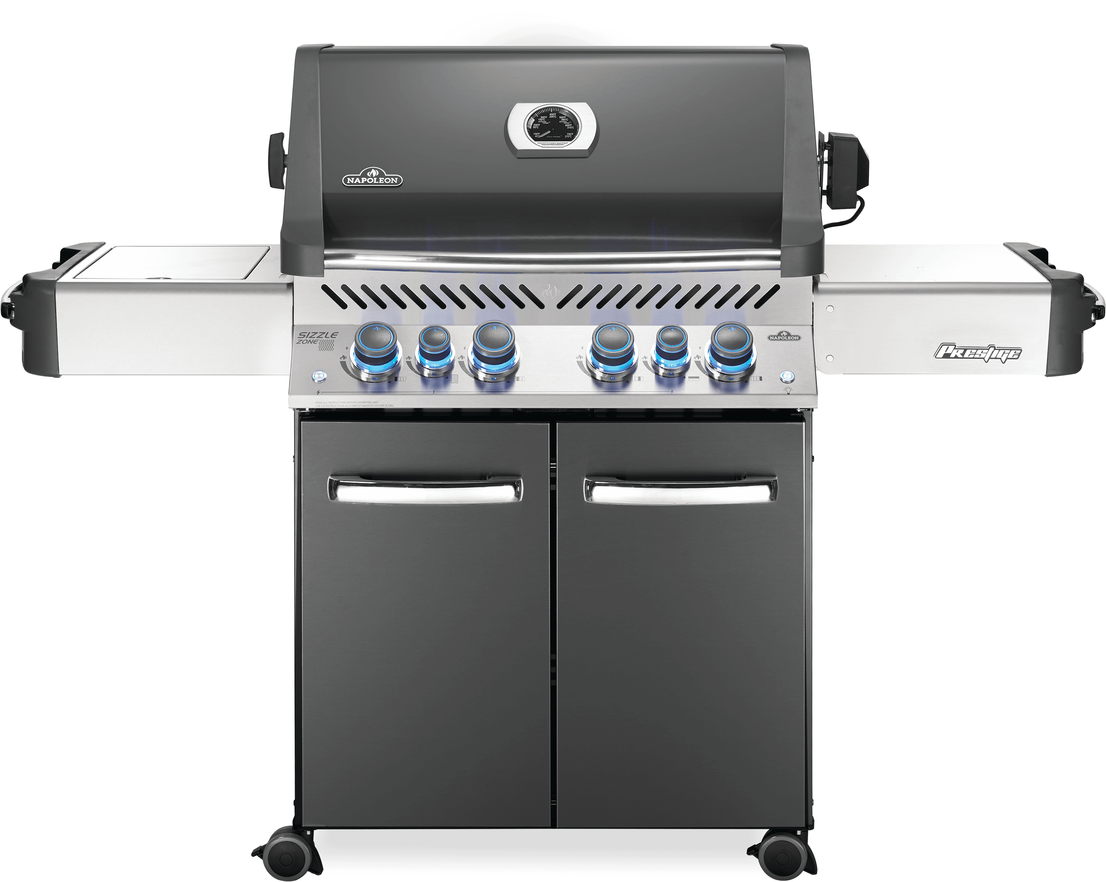 Prestige® 500 Gas Grill with Infrared Side and Rear Burners, Grey