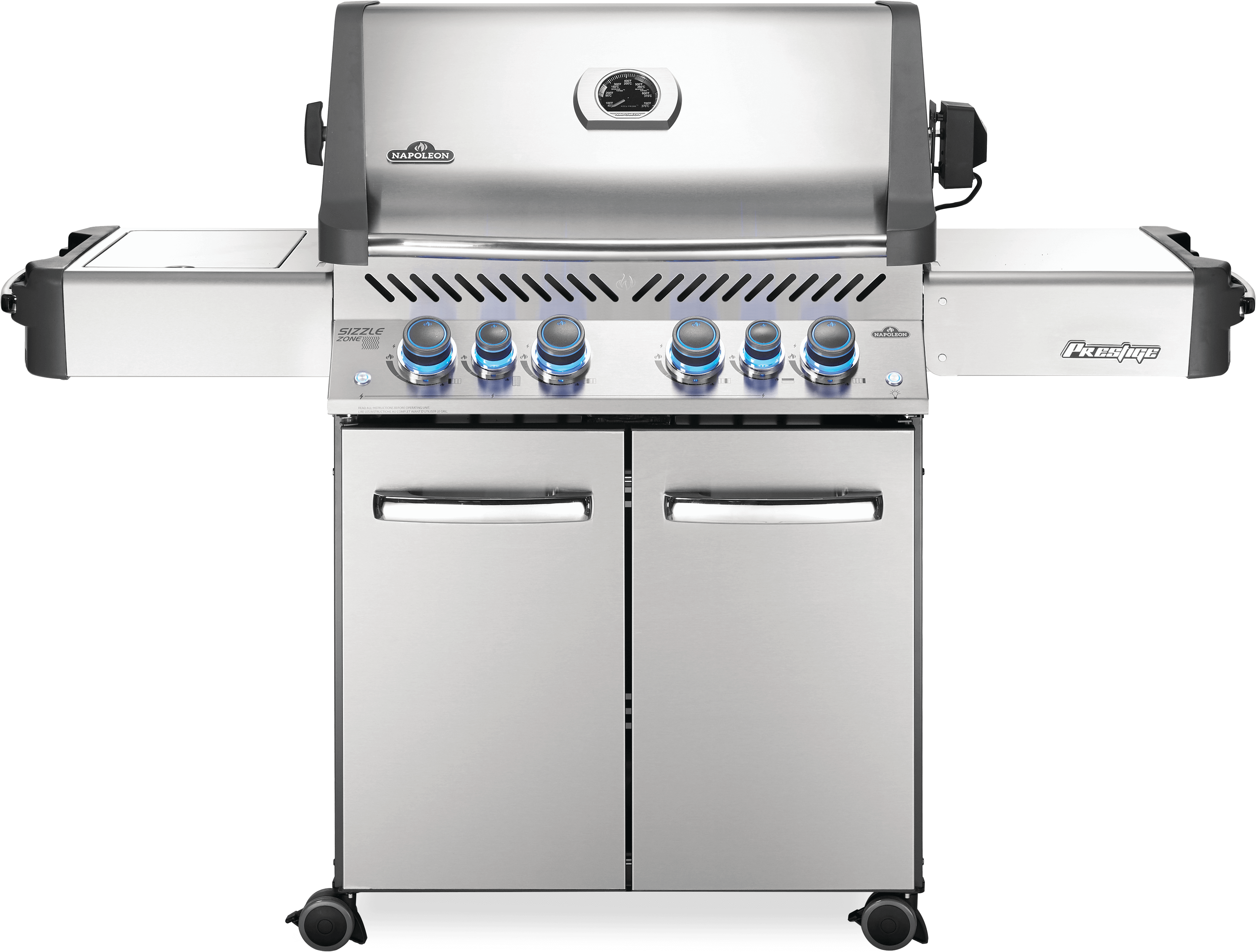 Prestige® 500 Gas Grill with Infrared Side and Rear Burners, Stainless Steel